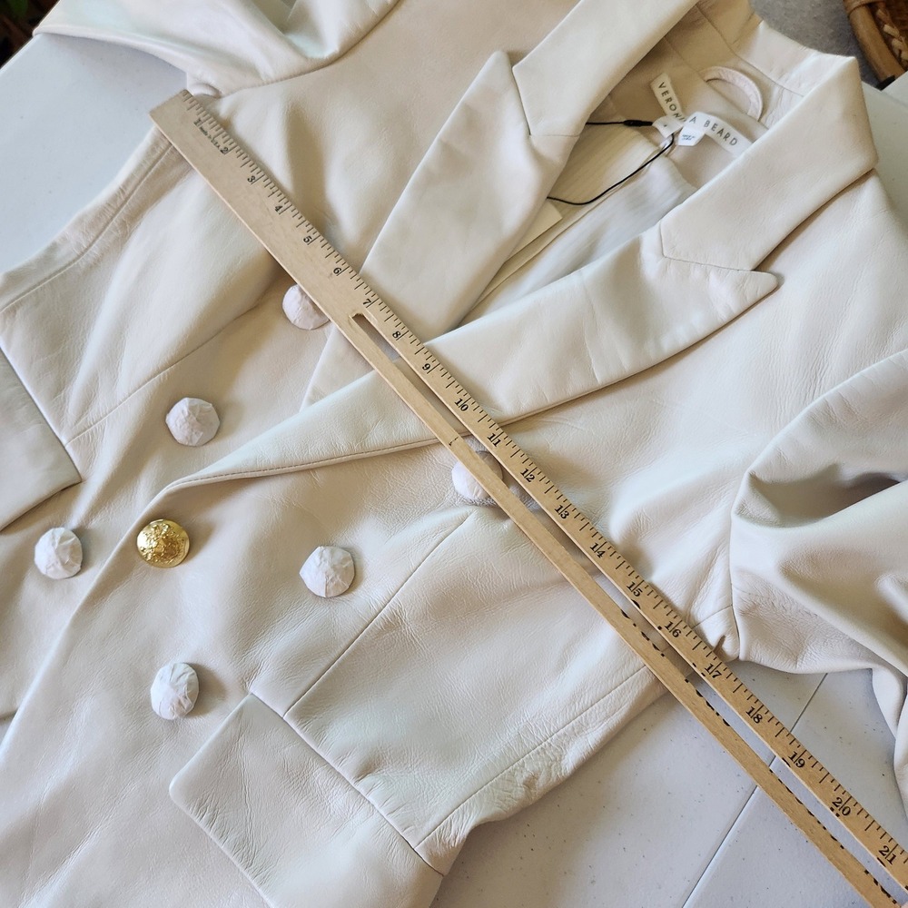 Veronica Beard Genuine Leather Dickie Jacket 4 Bone Chic Neutral Quiet Luxury - Picture 11 of 16